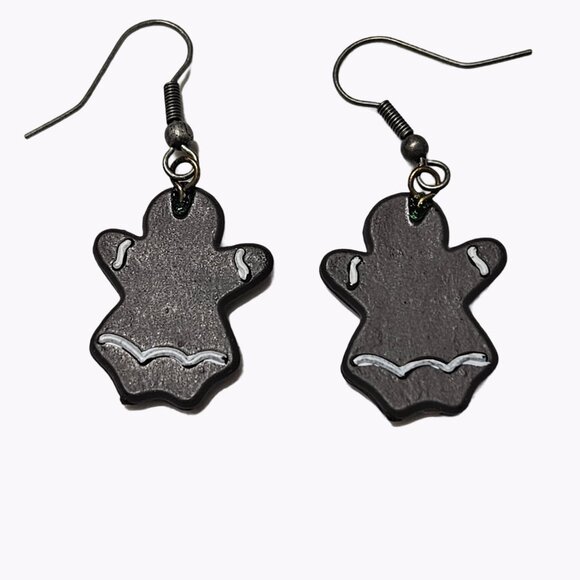 Gingerbread Man Cookie Dangle Earrings Christmas Holiday Fashion Jewelry Women - Picture 2 of 4